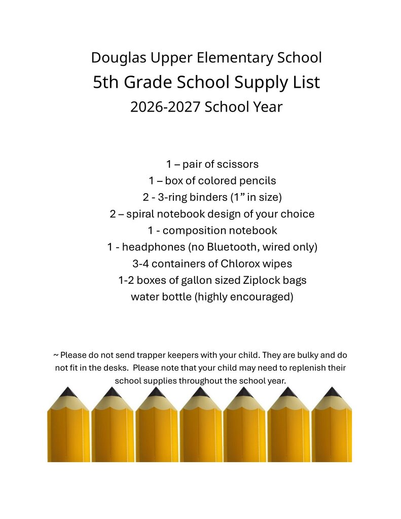 School supply lists for grade 5
