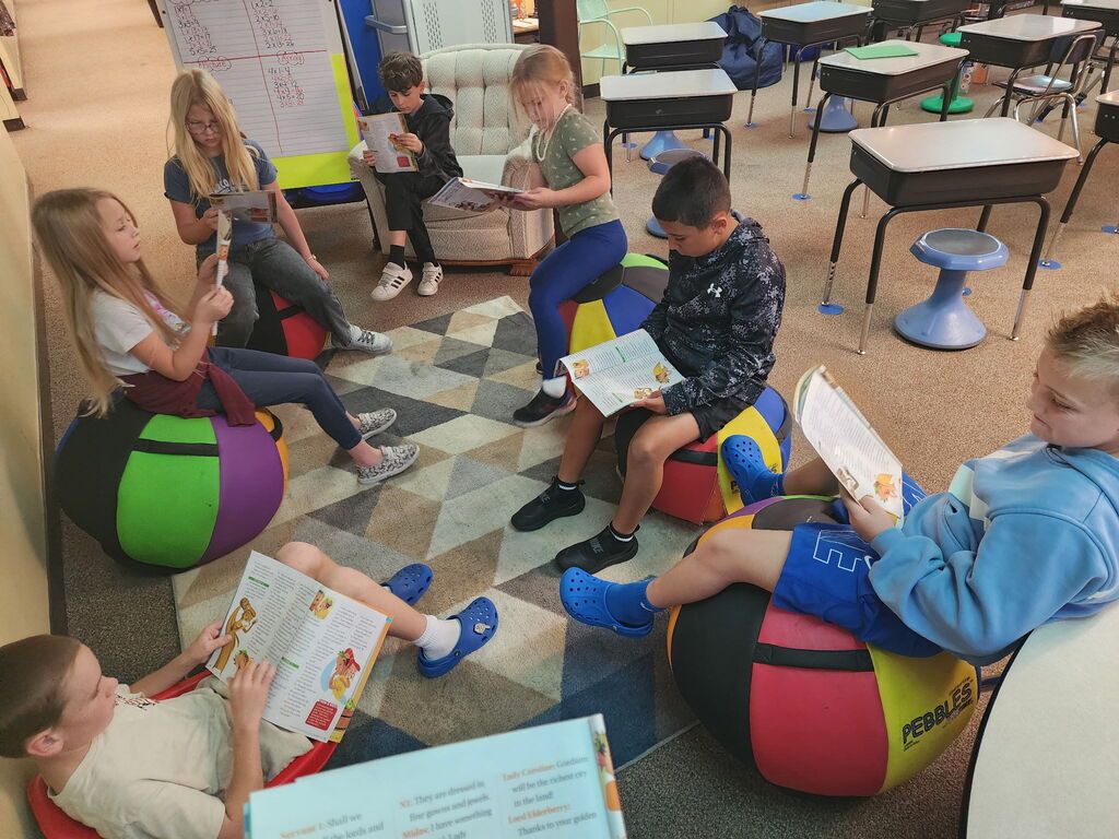 students reading