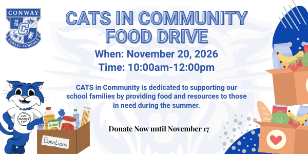 Cats in community food drive flyer graphic