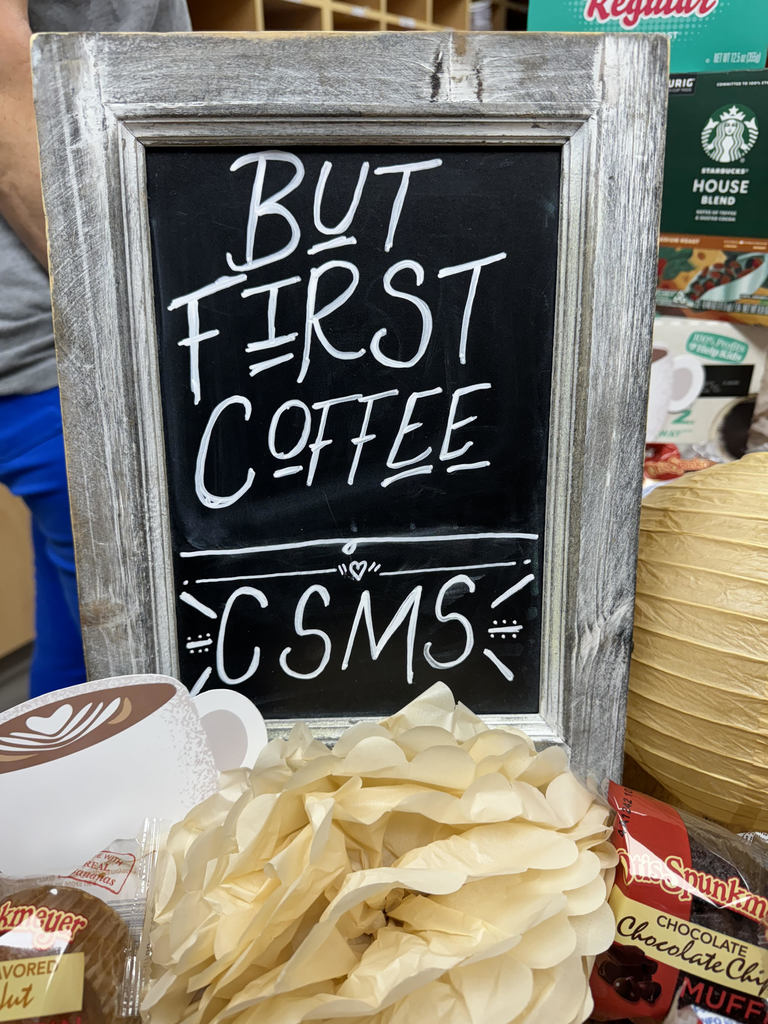 Thank you to our CSMS PTO and all of our parents who made the Coffee Bar possible. Our teachers and staff LOVE coffee. Things like this make us all feel so special!