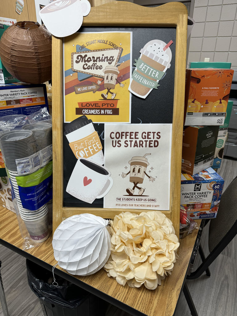 Thank you to our CSMS PTO and all of our parents who made the Coffee Bar possible. Our teachers and staff LOVE coffee. Things like this make us all feel so special!