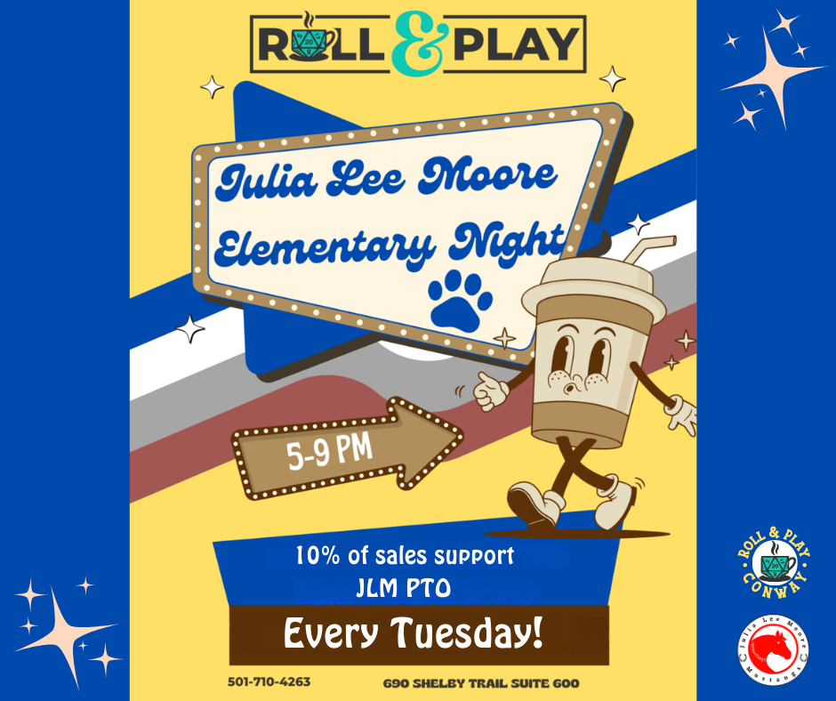 Roll and Play supports JLM every Tuesday night from 5-9 pm. We receive 10 percent of their sales during that time.