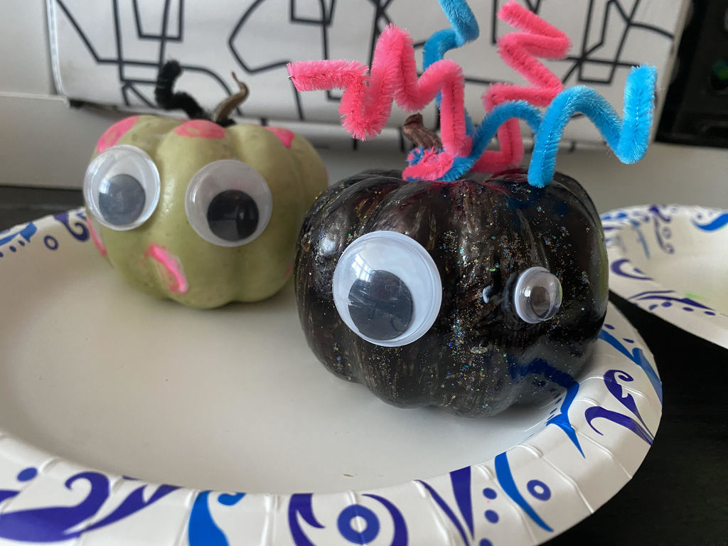 spooky decorated pumpkins