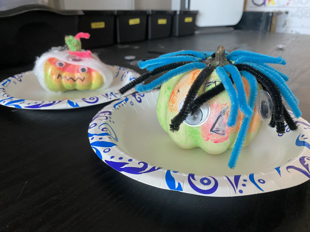spooky decorated pumpkins