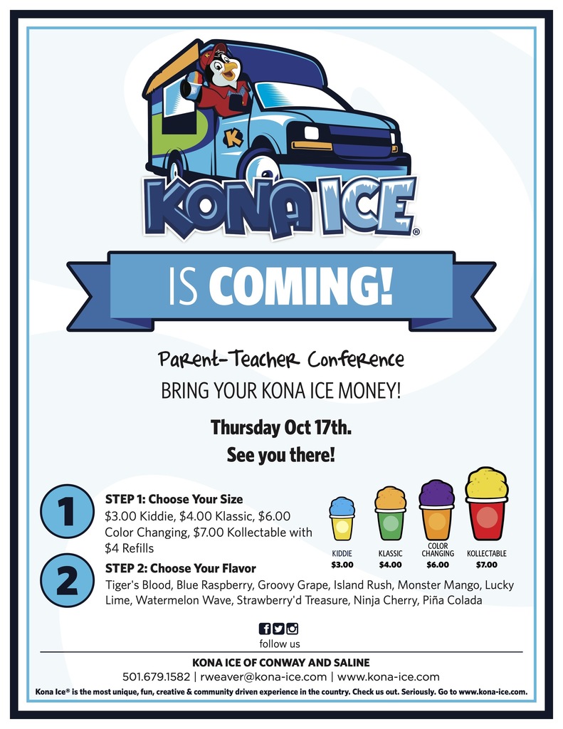 Kona Ice coming for Parent teacher conferences