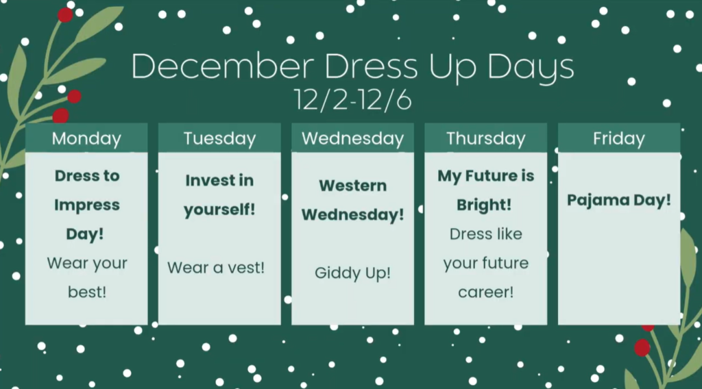 December Dress Up Days - Dec 2-6