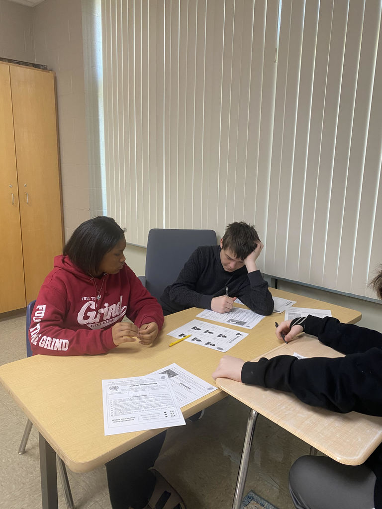 students working in groups