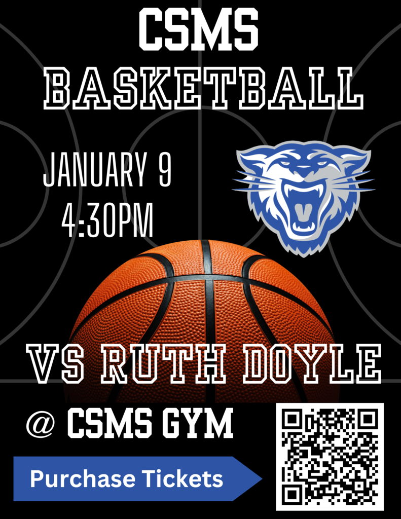 CSMS Basketball Game 1.9.25 at CSMS Gym at 4:40 p.m.