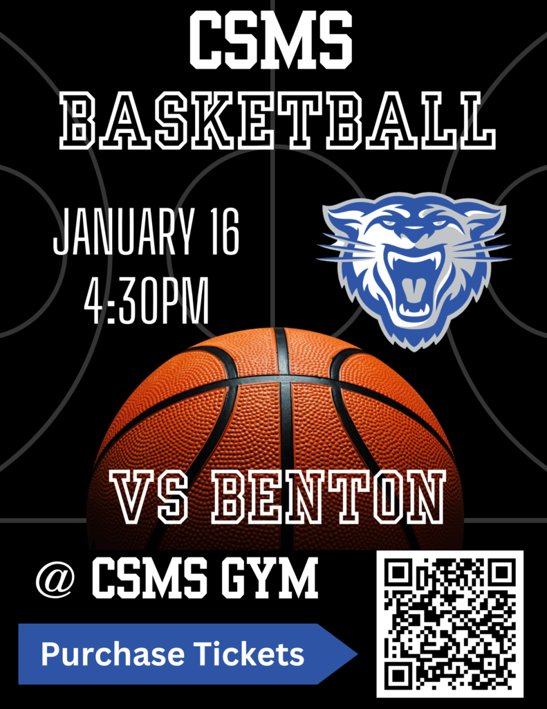 CSMS Basketball Game 1.16.25 at CSMS at 4:30 p.m. vs Benton