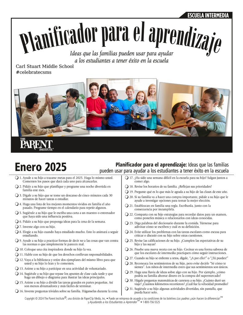 CSMS Helping Students Learn January Newsletter