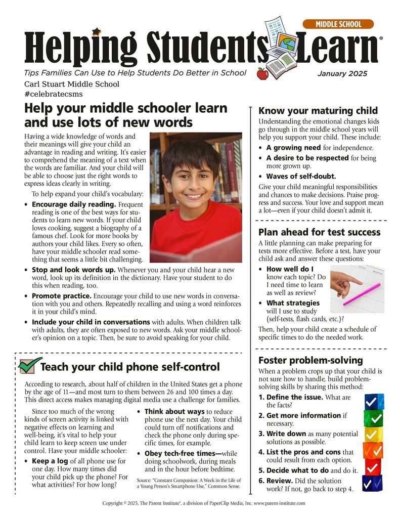 CSMS Helping Student Learn January