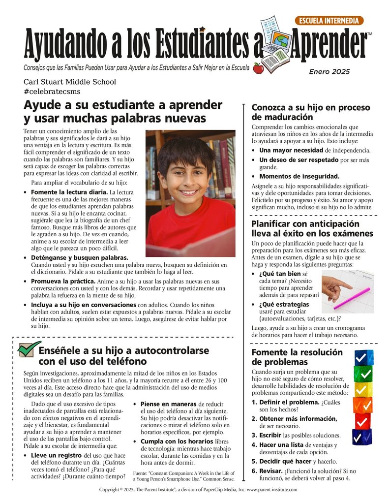 CSMS Helping Student Learn January