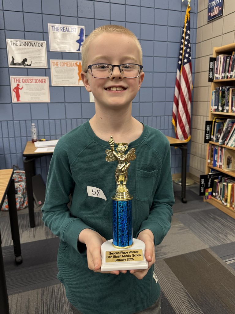 The Carl Stuart Middle School Spelling Bee was a thrilling competition! After 37 intense rounds and 346 challenging words, we are excited to announce the winners: 🏆 1st Place: Lillian B. - 5th Grade 🥈 2nd Place: Dawson B. - 5th Grade 🥉 3rd Place: Jack G. - 6th Grade Congratulations to all the participants for their hard work and dedication, and a special round of applause to our top three spellers! 🐝✨