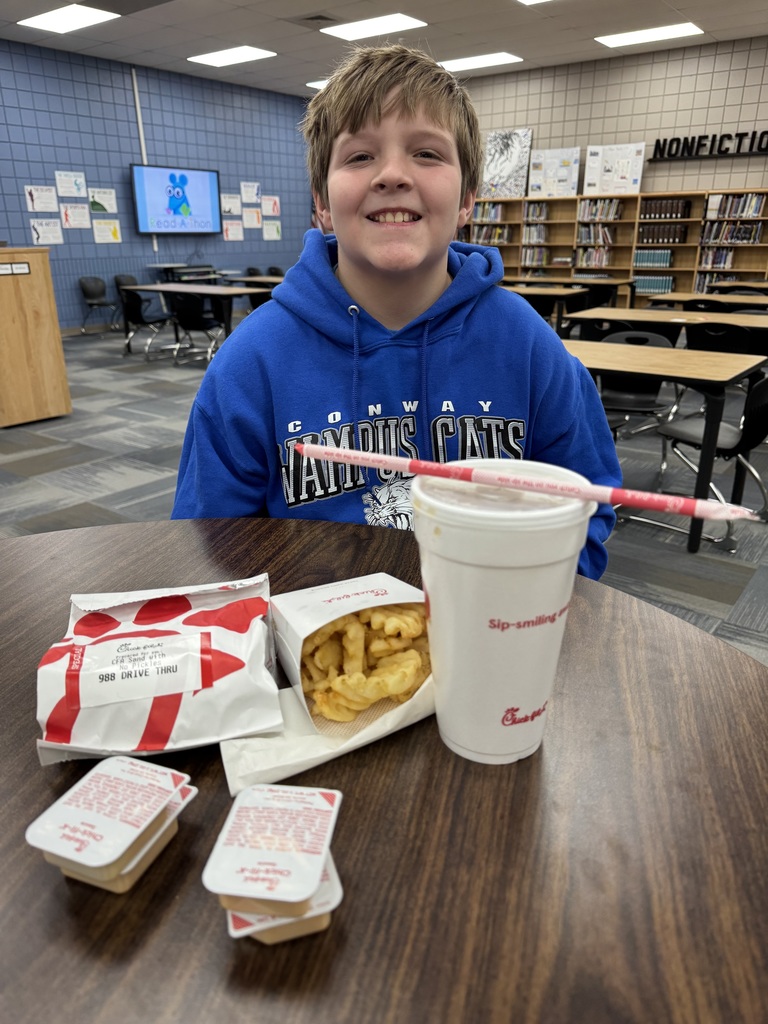 Congratulations to our dedicated readers! 🎉 These students earned a special lunch from Chick-fil-A for reading three Charlie May Simon books and completing the form:  📚 5th Graders: Carson A. and Thomas T. 📚 7th Grader: Jayden W.  Great job! Keep up the amazing work, and keep reading! 📖✨   The cut-off date for the 2nd incentive will be Friday, March 7th at 4:00 p.m.  To qualify, students must read 6 Charlie May Simon books and complete the online form.
