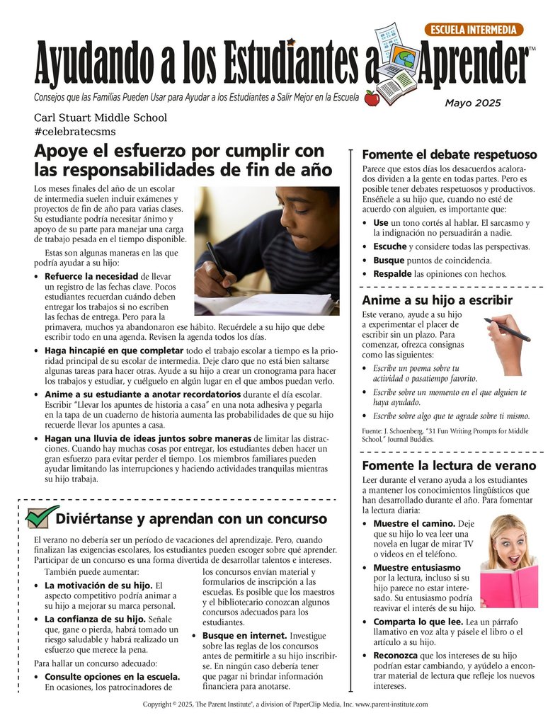 Helping Students Learn May 2025 Spanish page 1