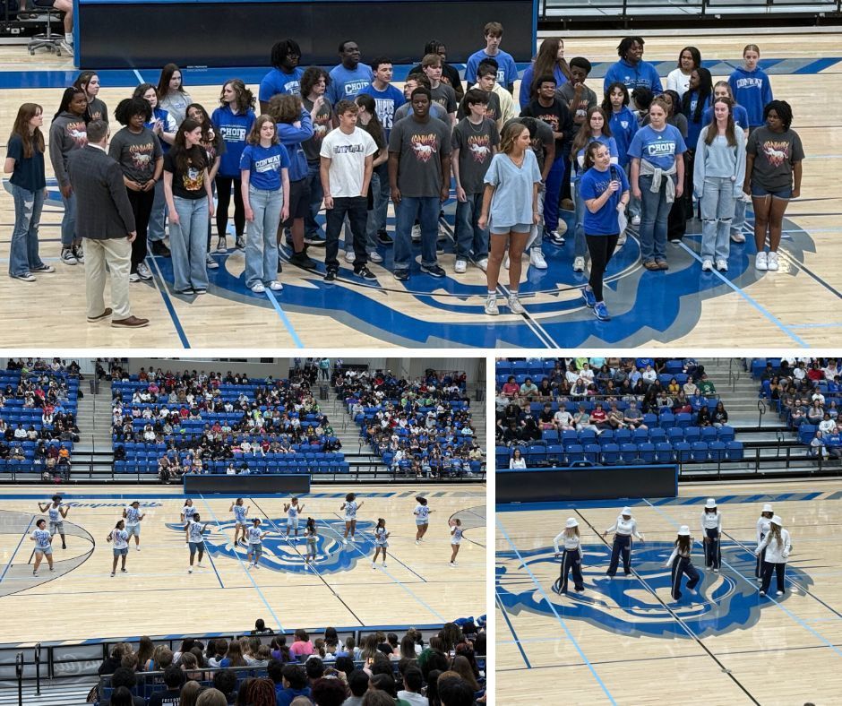 At the pep assembly the choir sang the national anthem, the step team performed as did the Asian club.