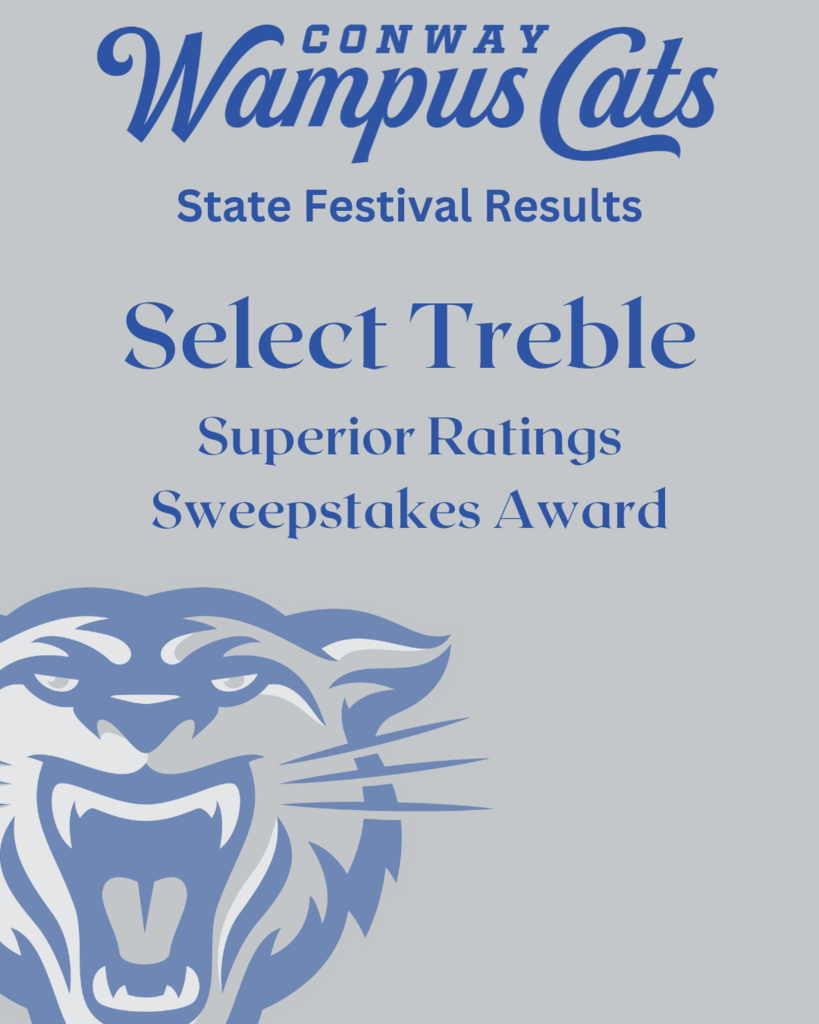 The select treble choir received superior ratings and the sweepstakes award.