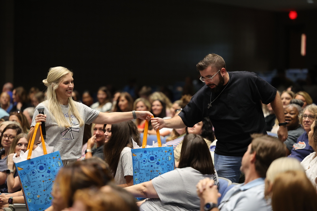 Giving away gifts at PD Palooza