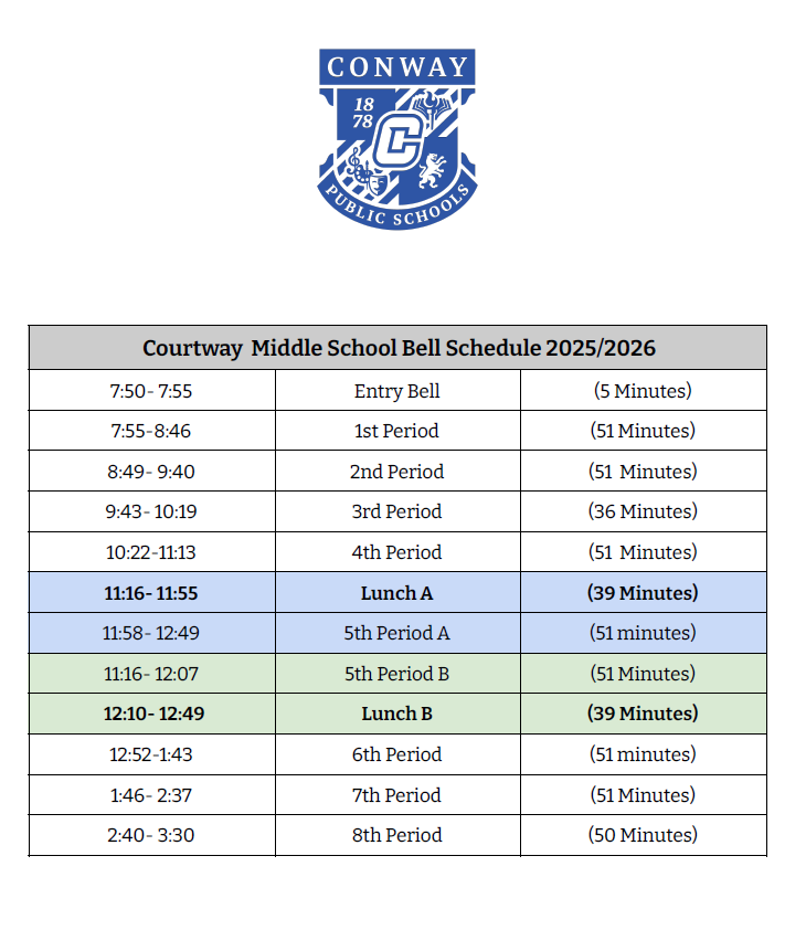 Courtway Bell Schedule