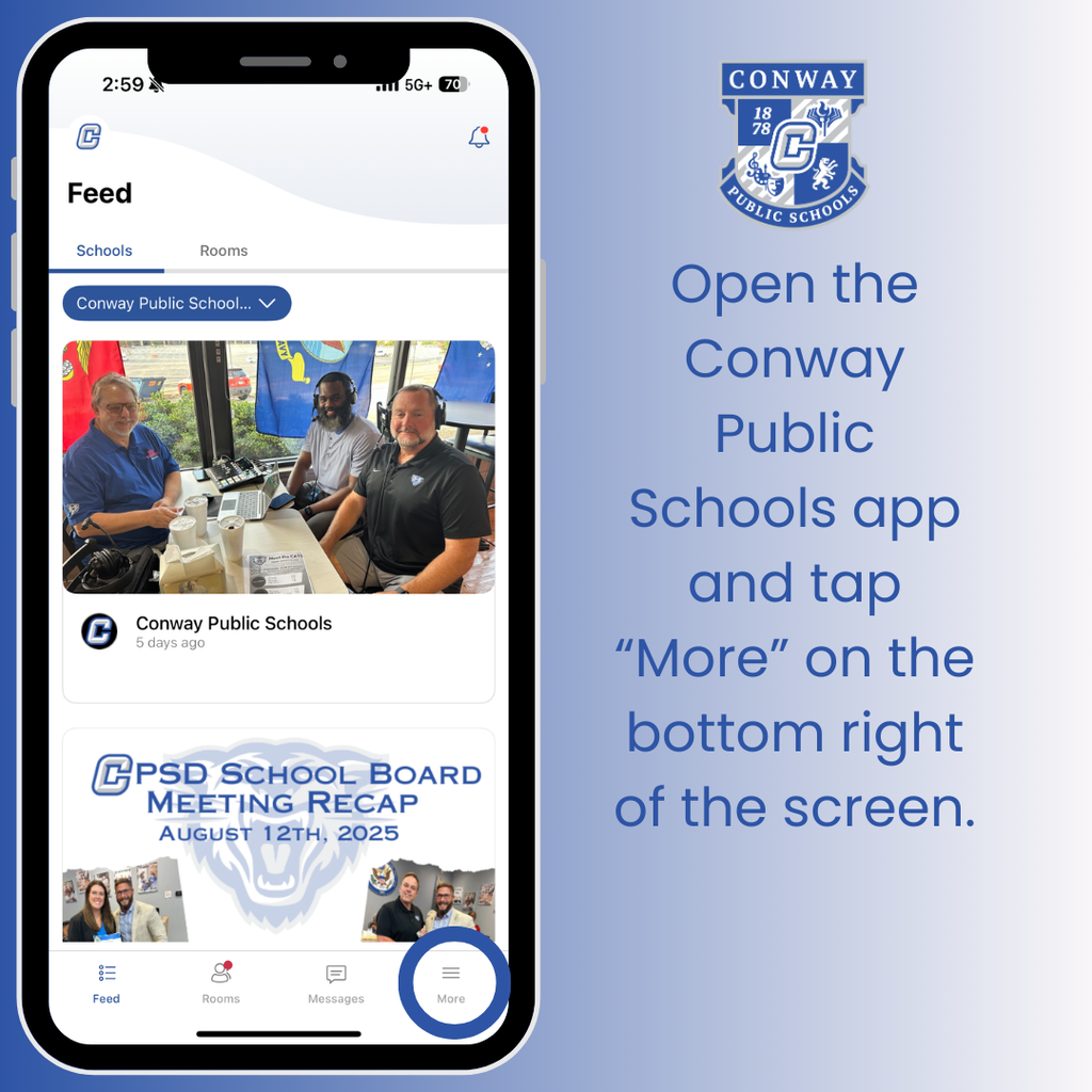 Open the CPSD App and tap "More" on the bottom right of the screen