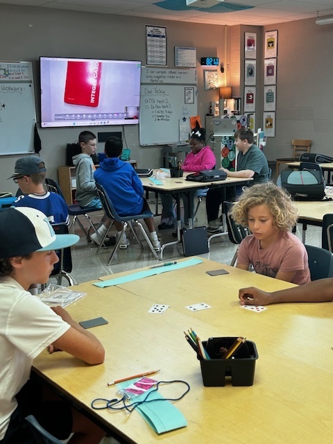 students playing math game