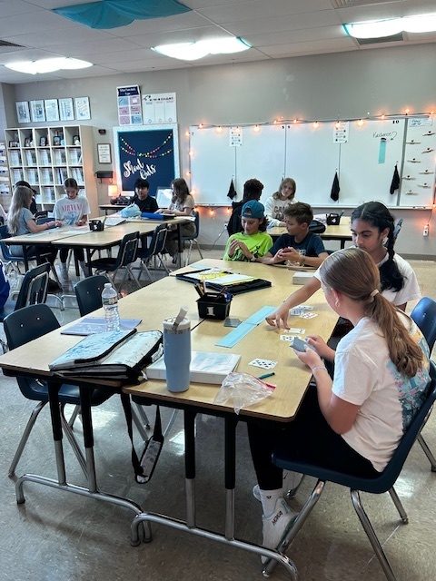 students playing math game