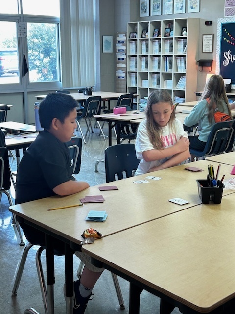 students playing math game