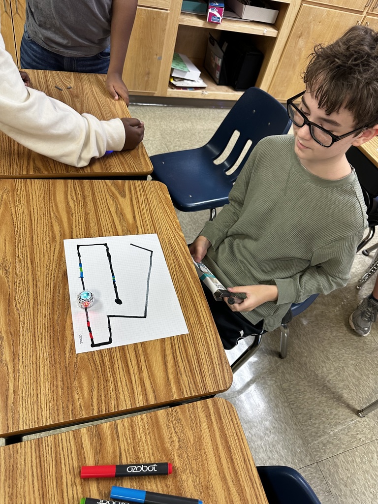 Students coding for robots