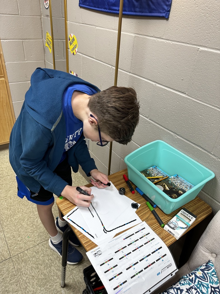 Students coding for robots