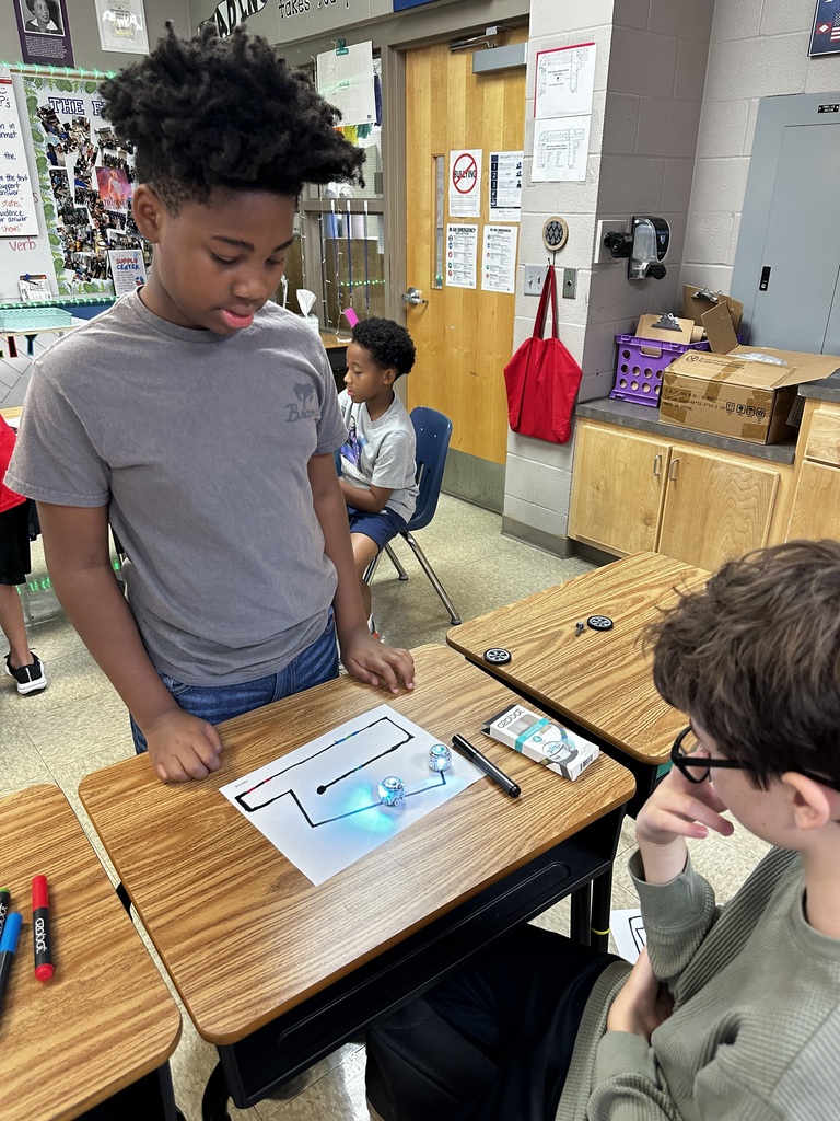 Students coding for robots