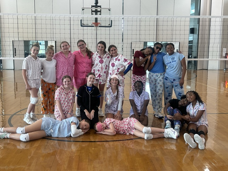 Ruth Doyle volleyball enjoying pajama day practice. 
