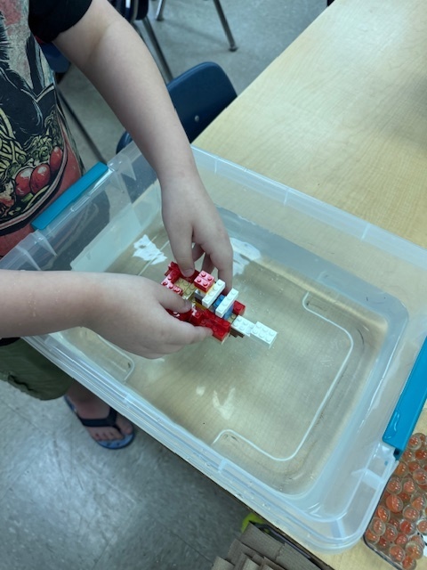 Lego boats made by students