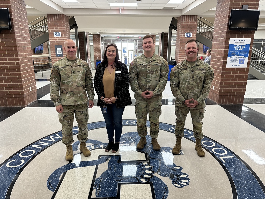 🇺🇸🎖️ A special visit to CHS! 🎖️🇺🇸  Brigadier General Chad Bridges, Secretary of the Arkansas Department of Military and The Adjutant General of Arkansas, visited campus last week to personally congratulate Dr. Worley and our JROTC program for having the highest number of recruits for the Arkansas National Guard in the state. 💪👏  General Bridges was joined by SSG Rob Rankin and SFC Matt Reynolds during the visit. We are proud of our JROTC students and their outstanding accomplishments! 💙✨