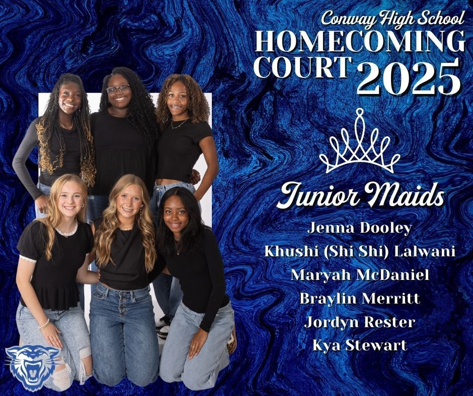 💙🐾 It’s that time, Wampus Cat Nation! 🐾💙 These outstanding young ladies have been chosen by their peers to represent Conway High School on the 2025 Homecoming Court! 👑 🏆 Students will vote TODAY for their Homecoming Queen, who will be crowned at 6:30 PM on October 10 at John McConnell Stadium. ⚡ Then stick around to cheer on the Wampus Cats as we take on Cabot in our Homecoming game! 🏈🔥 Stand up, cheer loud, and let’s show everyone what true Wampus Cat pride looks like! 💙🤍 #WampusCatNation #CHSHomecoming