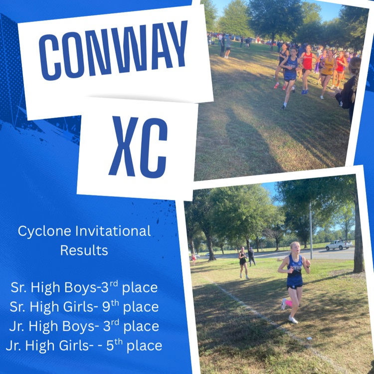 Conway Cross Country had a good showing at the Russellville Cyclone Invitational. Great competition to help push us as we continue the season.
