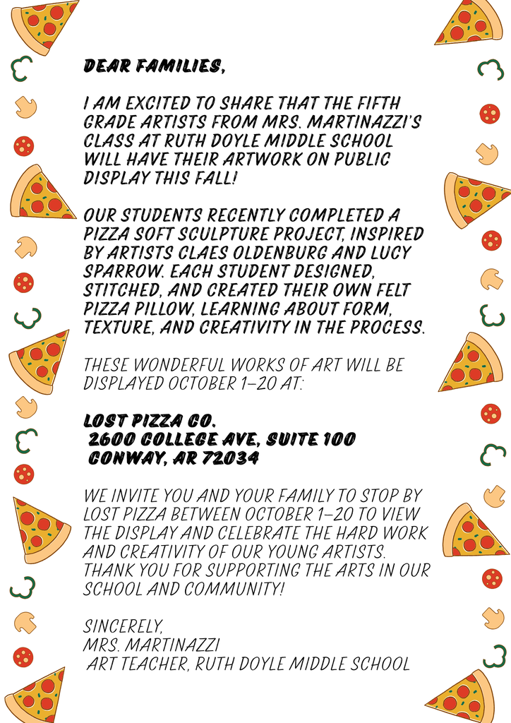 Art show message from Ms. Martinazzi