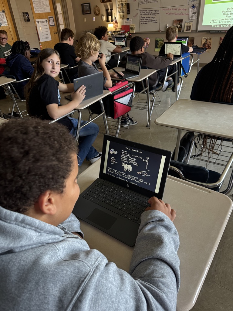 Computer image of the Oregon Trail game