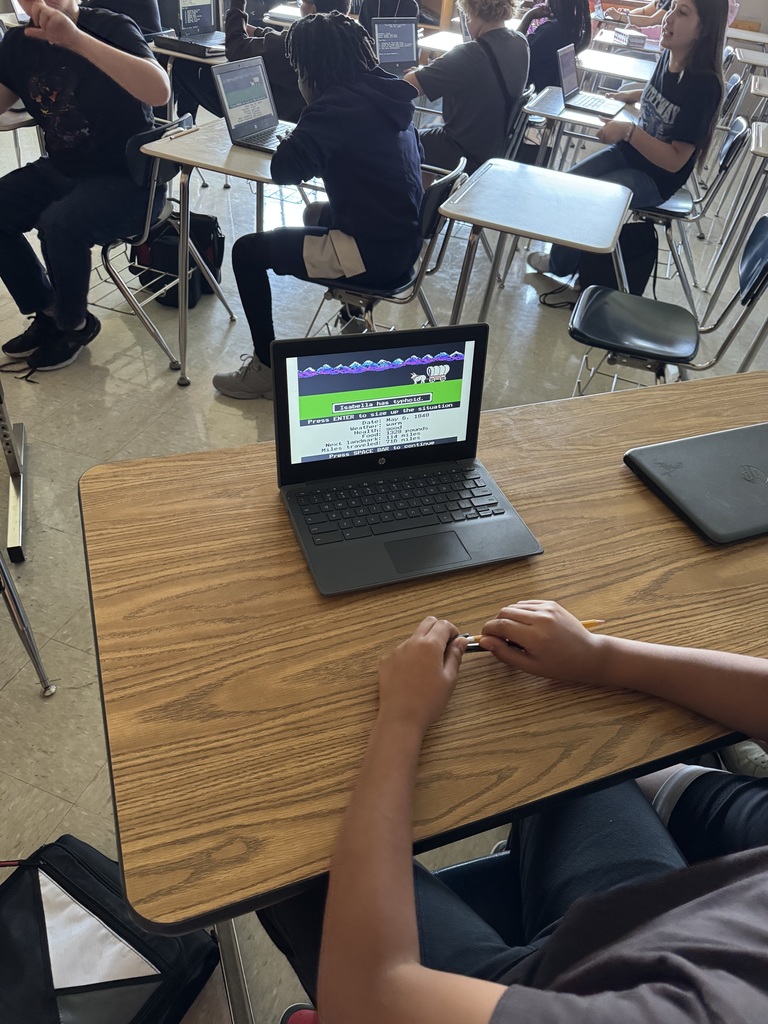 Computer image of the Oregon Trail game