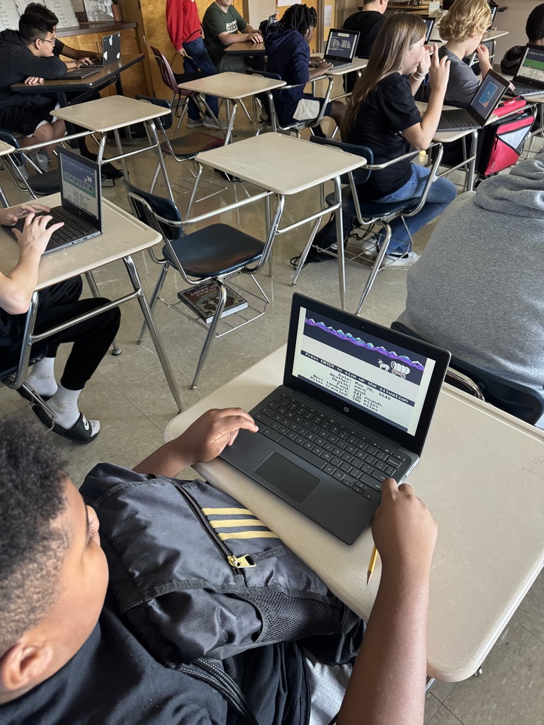 Computer image of the Oregon Trail game