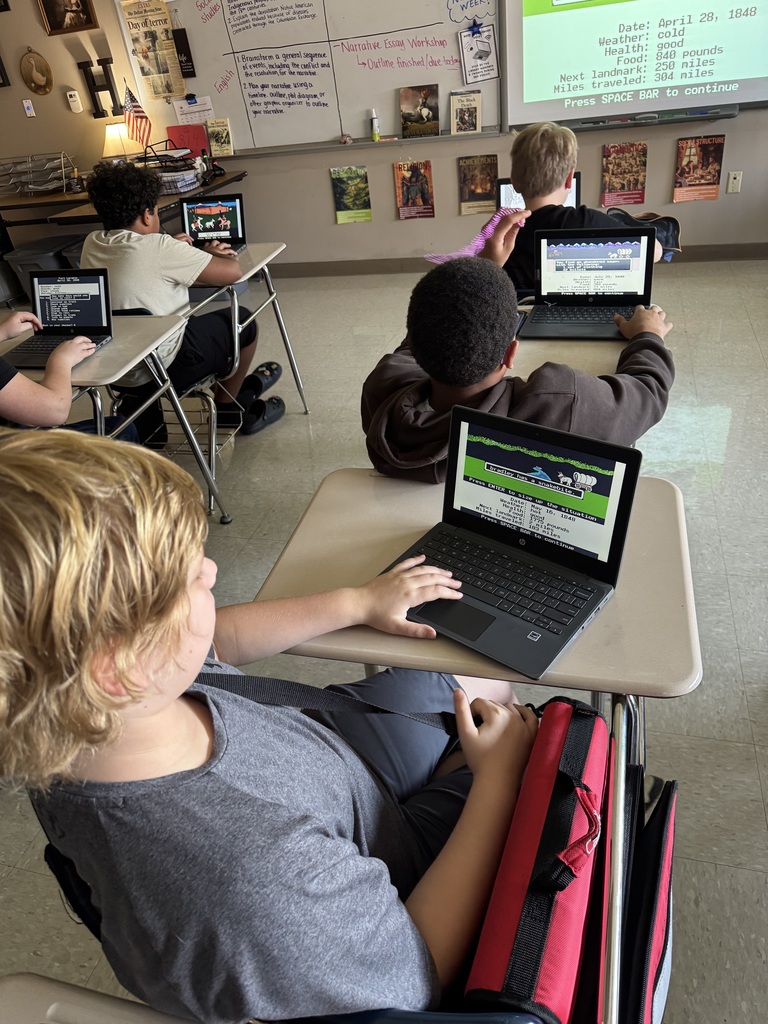 Computer image of the Oregon Trail game