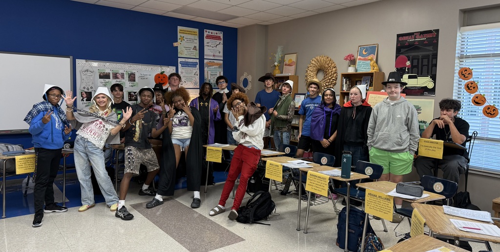 Ms. Smith's class dressed up as characters from The Crucible.