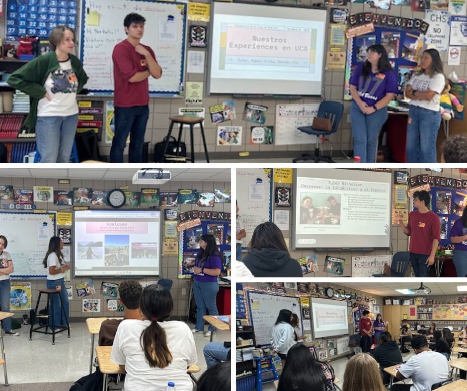 UCA students visit with AP Spanish classes