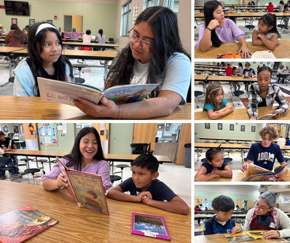 CHS Honorary Spanish Society members reading with elementary students from Ida Burns Elementary
