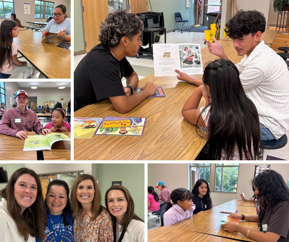 CHS Honorary Spanish Society members reading with elementary students from Ida Burns Elementary
