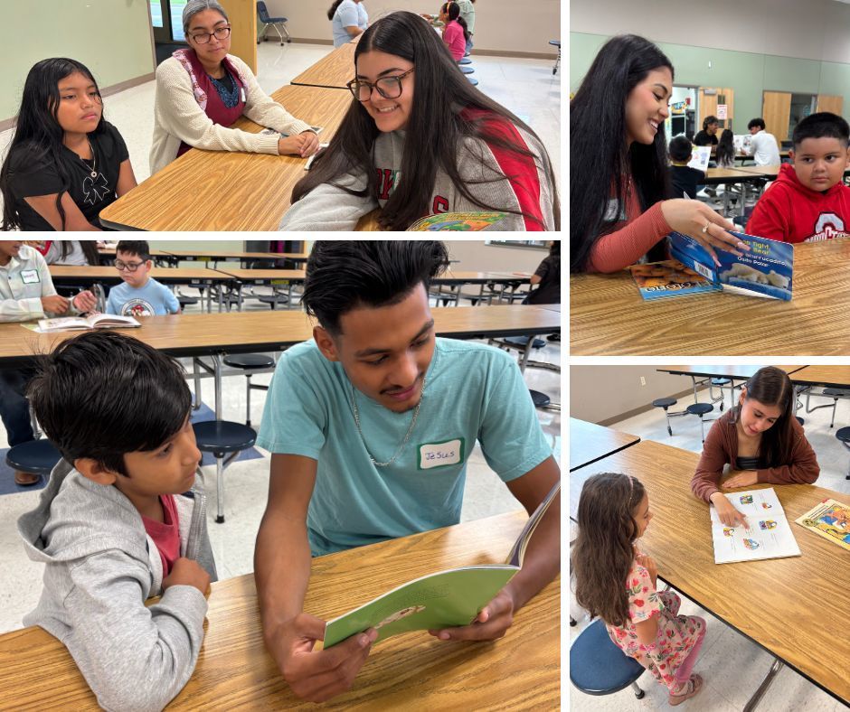 CHS Honorary Spanish Society members reading with elementary students from Ida Burns Elementary