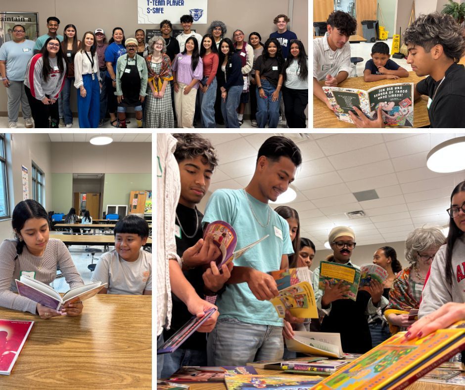 CHS Honorary Spanish Society members reading with elementary students from Ida Burns Elementary