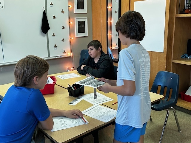 students using manipulatives to divide fractions