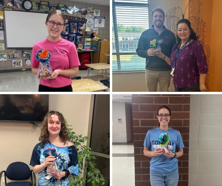 Teachers and staff who won the Hispanic Heritage Month trivia.