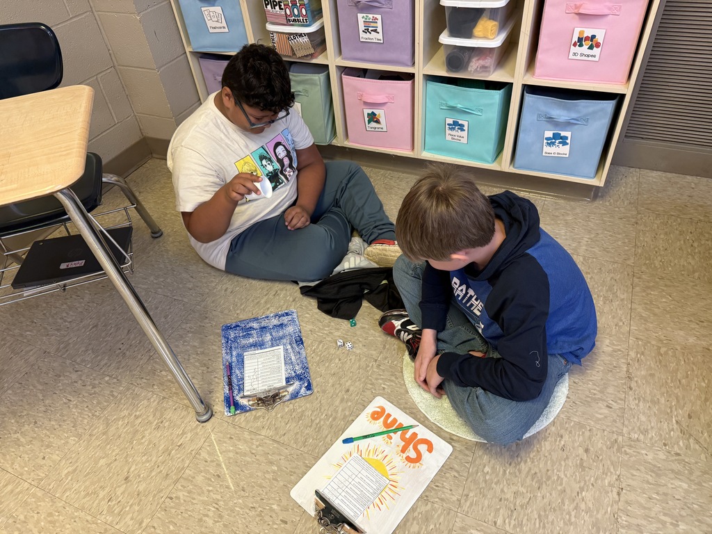 Students learning place value.