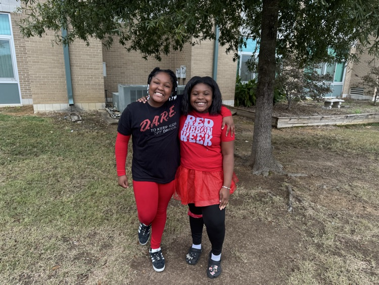 red ribbon week all dressed in red!